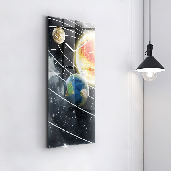 Vertical wall clock The solar system