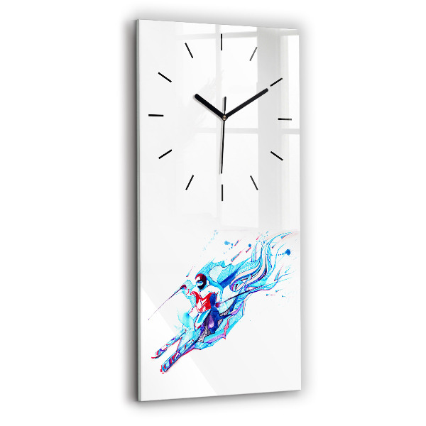 Vertical wall clock Skier