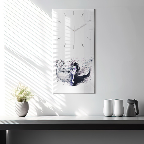Vertical wall clock Illustration of a Woman
