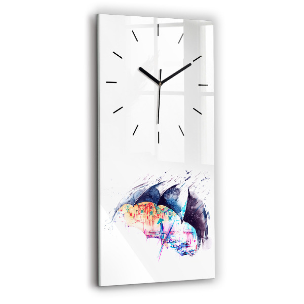 Vertical wall clock Rain umbrella and city