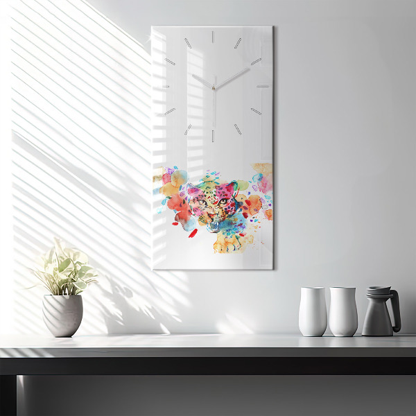 Vertical wall clock Abstract wild cat