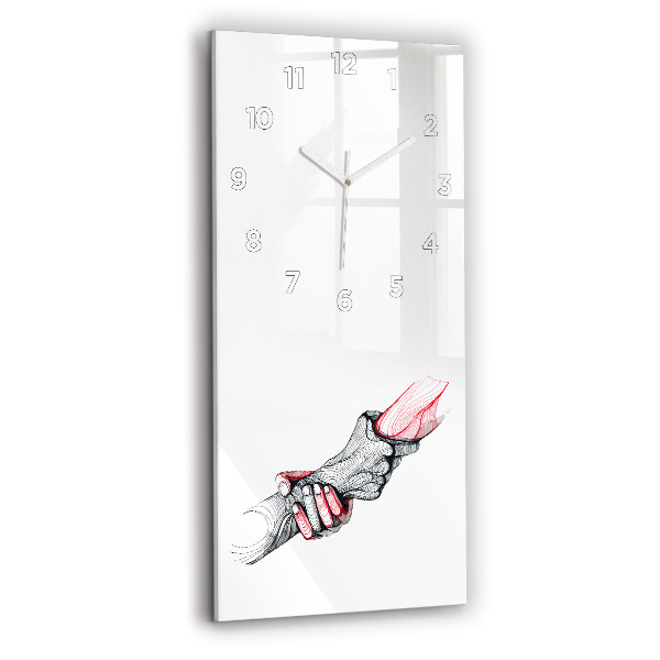Vertical wall clock Holding hands