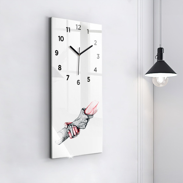 Vertical wall clock Holding hands