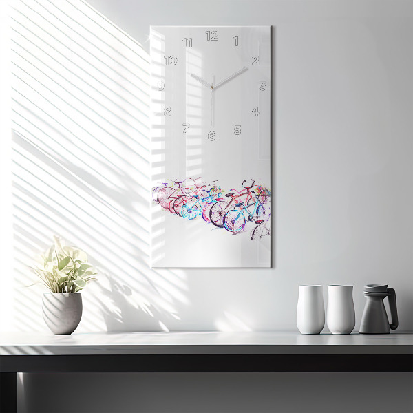 Vertical wall clock Colorful city bikes