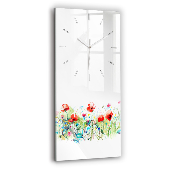 Vertical wall clock Flowers in the meadow