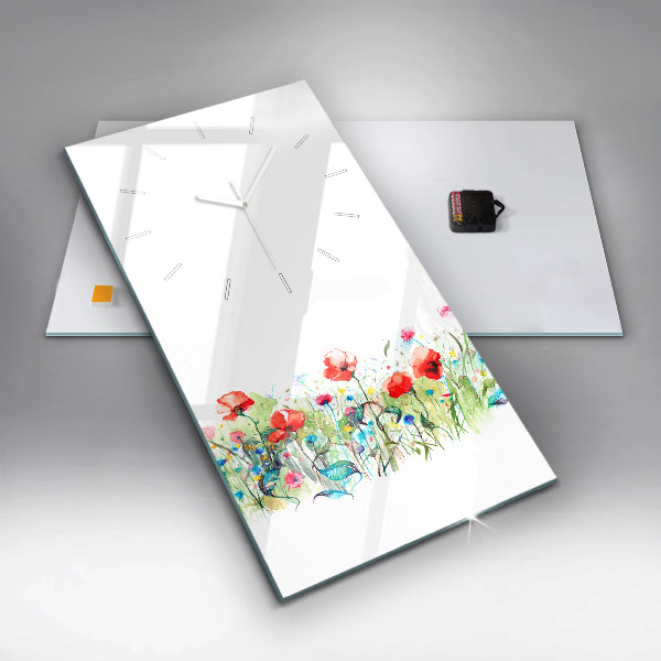 Vertical wall clock Flowers in the meadow