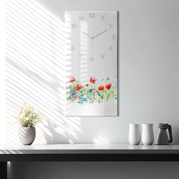 Vertical wall clock Flowers in the meadow