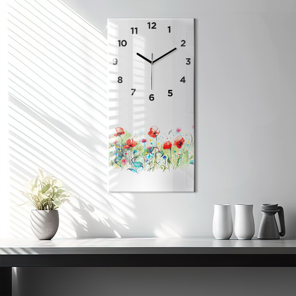 Vertical wall clock Flowers in the meadow