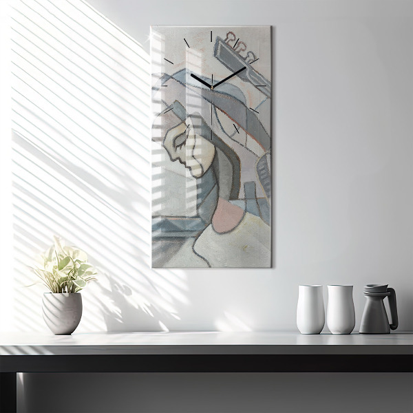 Vertical wall clock Abstract painting