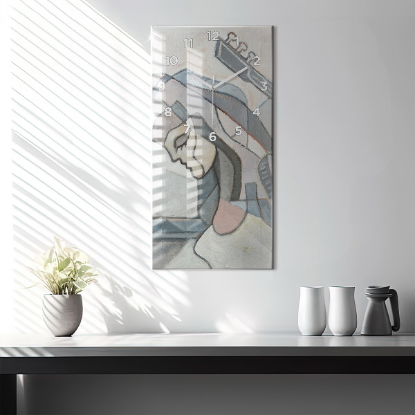 Vertical wall clock Abstract painting