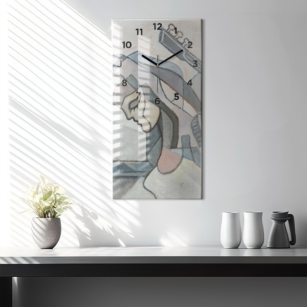 Vertical wall clock Abstract painting