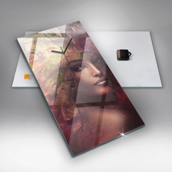 Vertical wall clock Portrait of a woman