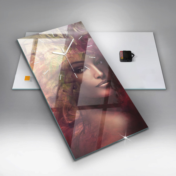 Vertical wall clock Portrait of a woman