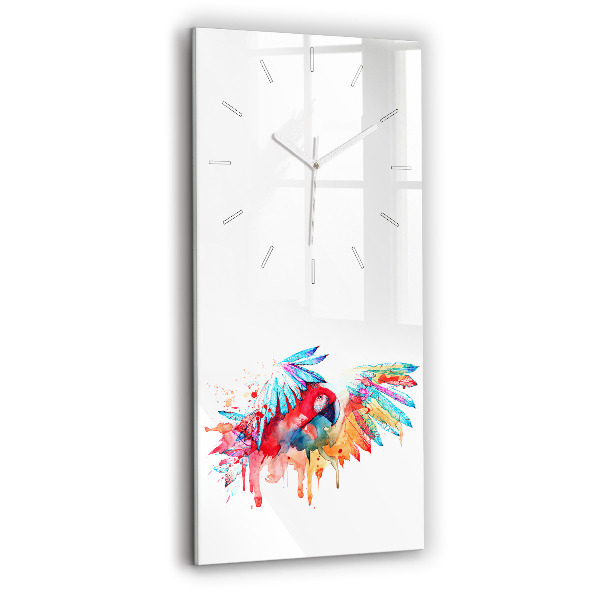 Vertical wall clock Colorful red parrot