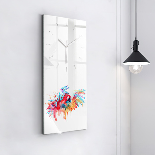 Vertical wall clock Colorful red parrot