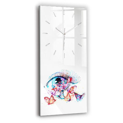 Vertical wall clock Colorful butterfly eye