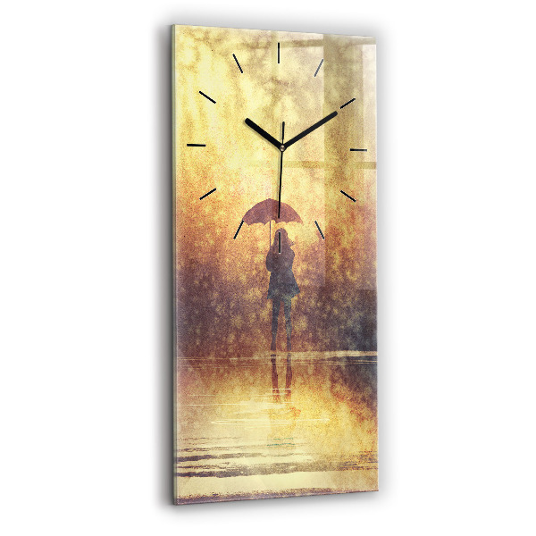 Vertical wall clock woman with umbrella