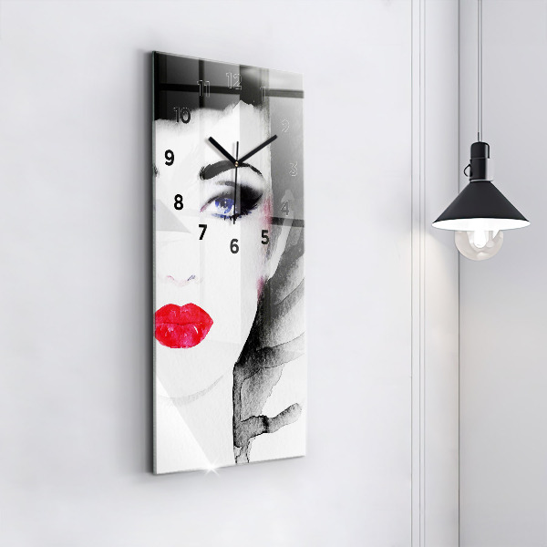 Vertical wall clock Portrait of a woman
