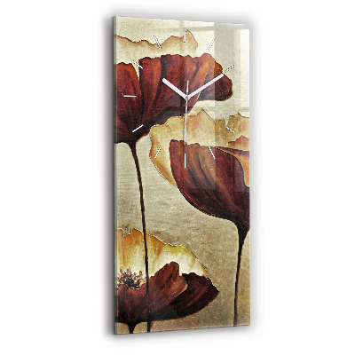 Vertical wall clock Painted poppies