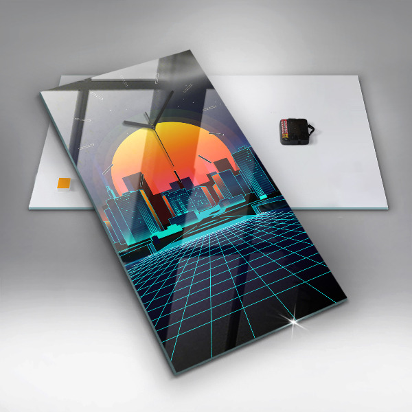 Vertical wall clock Cyberspace city