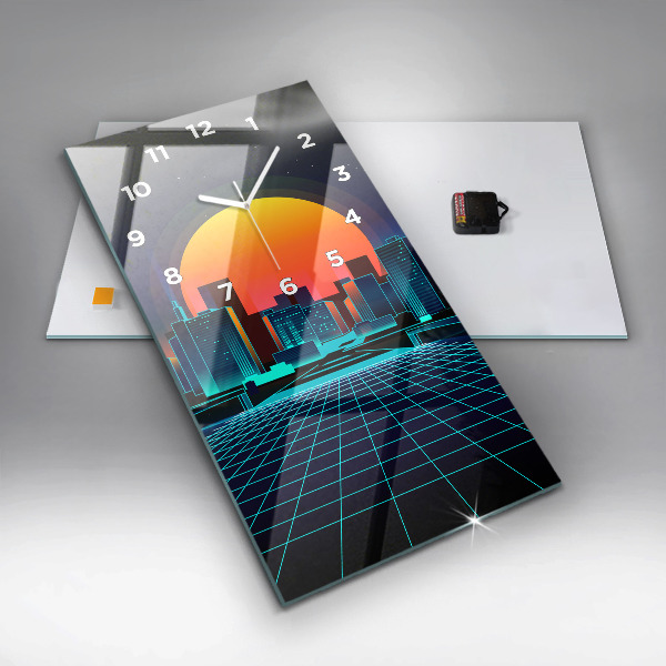 Vertical wall clock Cyberspace city
