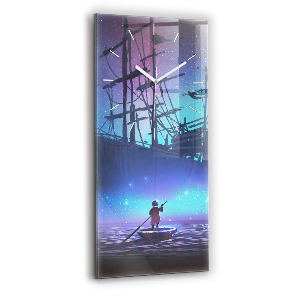 Vertical wall clock Fantasy sailing ship