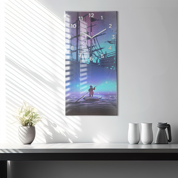 Vertical wall clock Fantasy sailing ship