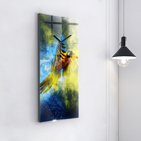 Vertical wall clock Colorful parrot