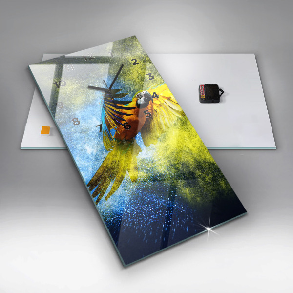 Vertical wall clock Colorful parrot