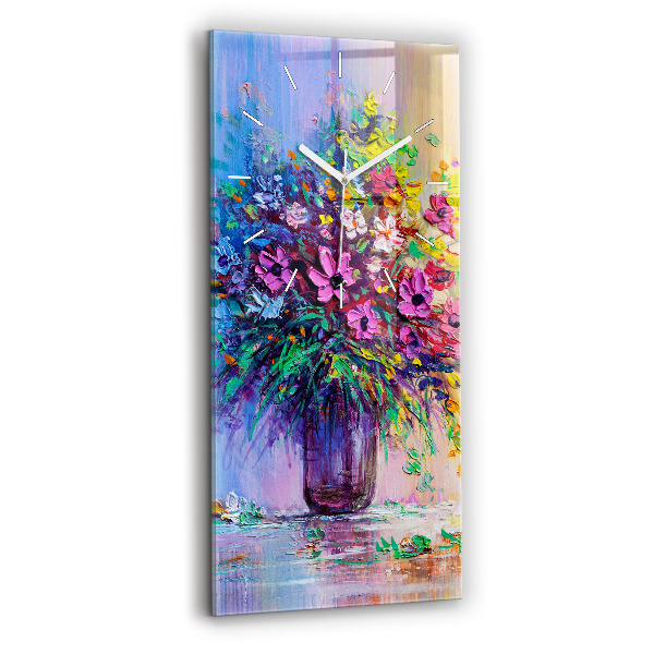 Vertical wall clock Flowers in a vase