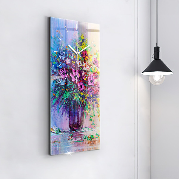 Vertical wall clock Flowers in a vase
