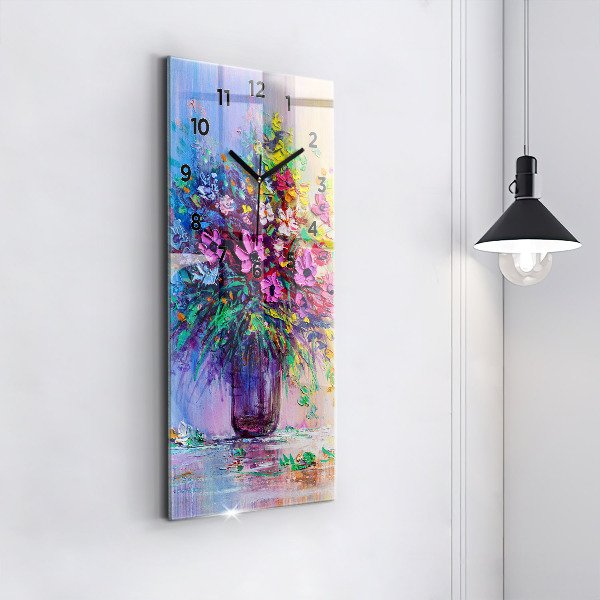 Vertical wall clock Flowers in a vase