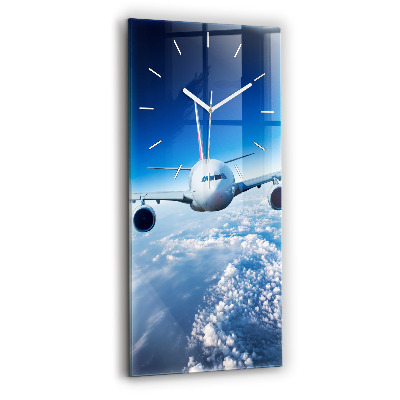 Vertical wall clock Airplane and Clouds