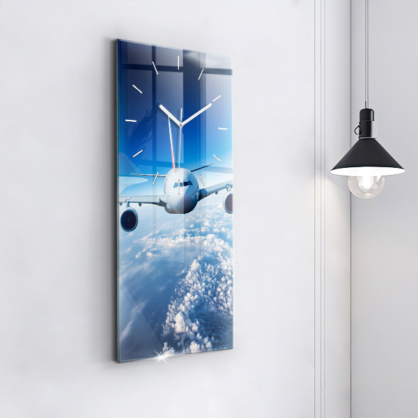 Vertical wall clock Airplane and Clouds