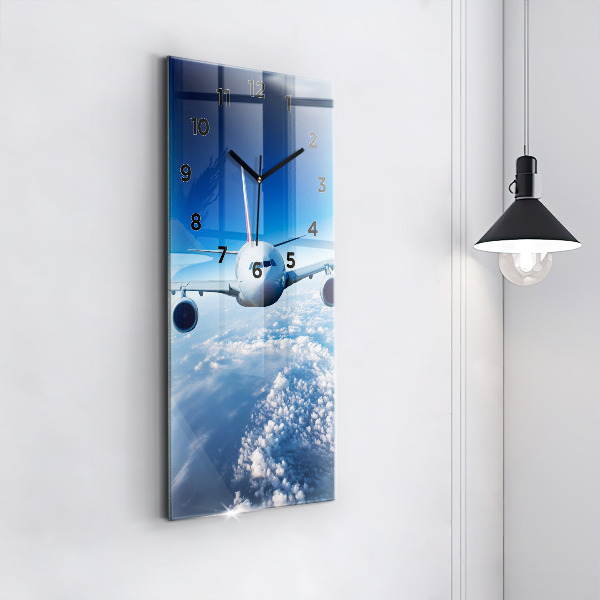 Vertical wall clock Airplane and Clouds