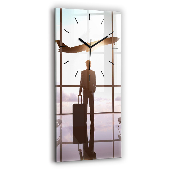 Vertical wall clock Man at the airport