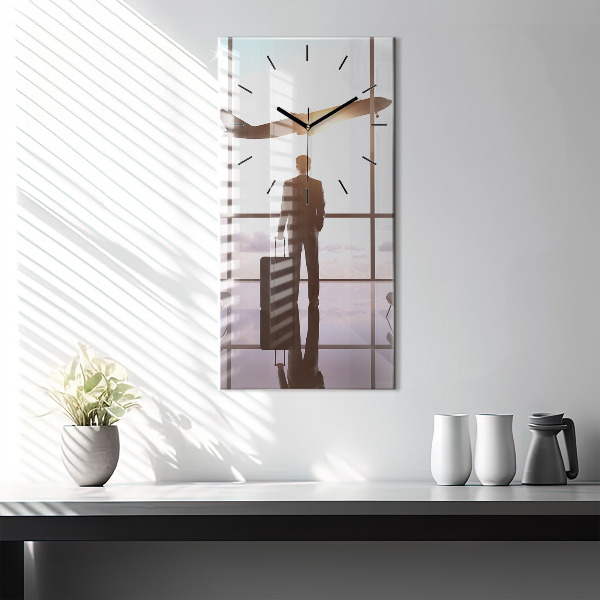 Vertical wall clock Man at the airport