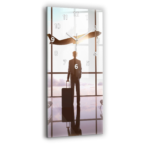 Vertical wall clock Man at the airport