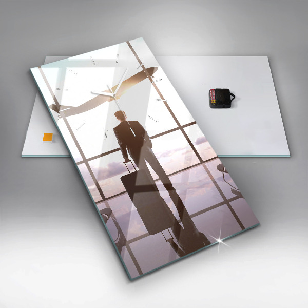 Vertical wall clock Man at the airport