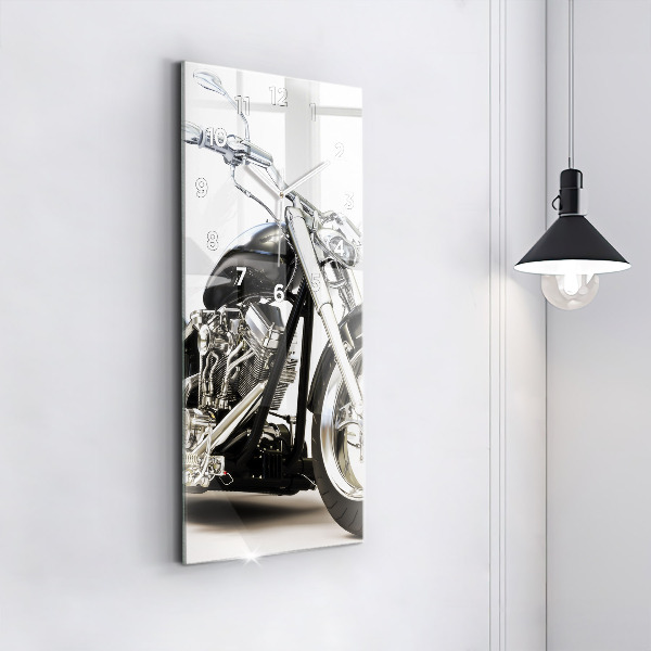 Vertical wall clock Black motorcycle