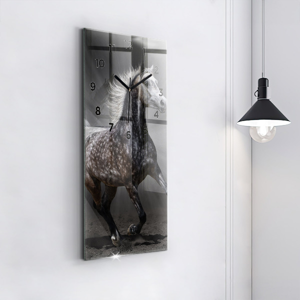 Vertical wall clock Galloping horse