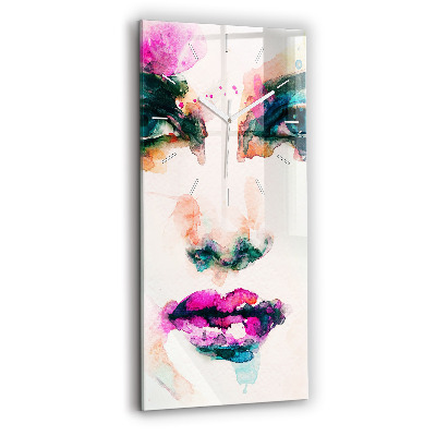 Vertical wall clock Abstract woman face
