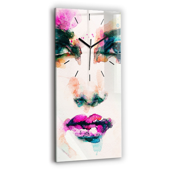 Vertical wall clock Abstract woman face