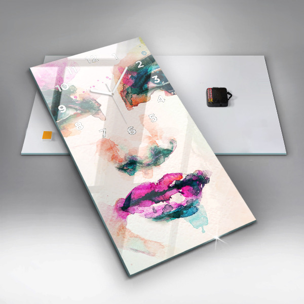 Vertical wall clock Abstract woman face