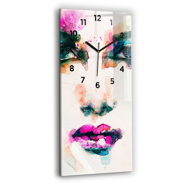 Vertical wall clock Abstract woman face