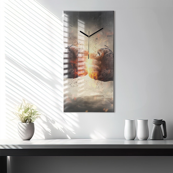 Vertical wall clock Fists Strength Power