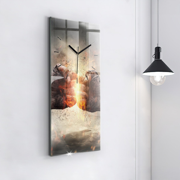 Vertical wall clock Fists Strength Power