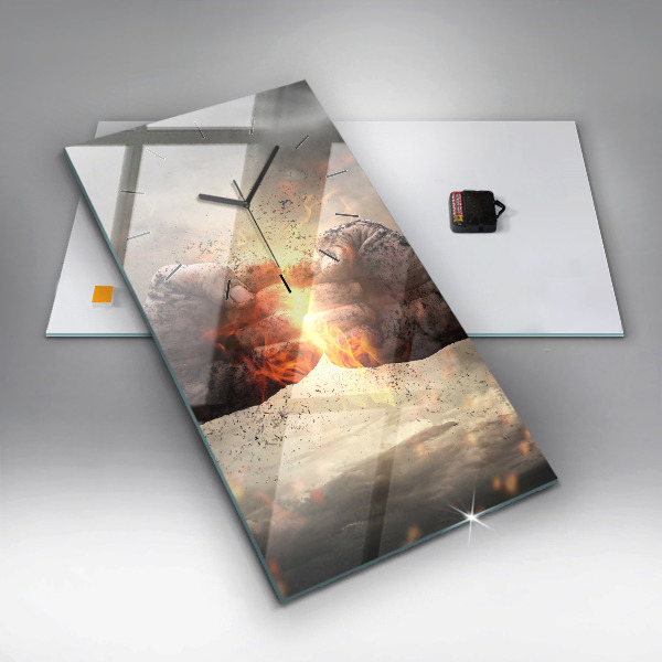 Vertical wall clock Fists Strength Power
