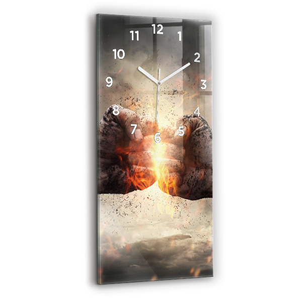 Vertical wall clock Fists Strength Power