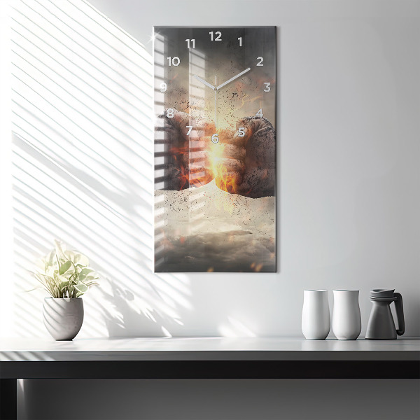 Vertical wall clock Fists Strength Power